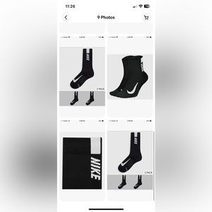 Nike Dri-fit Multiplier Ankle Socks Black 2 Pairs Medium 6-8 ￼W6-10 SX7556-010